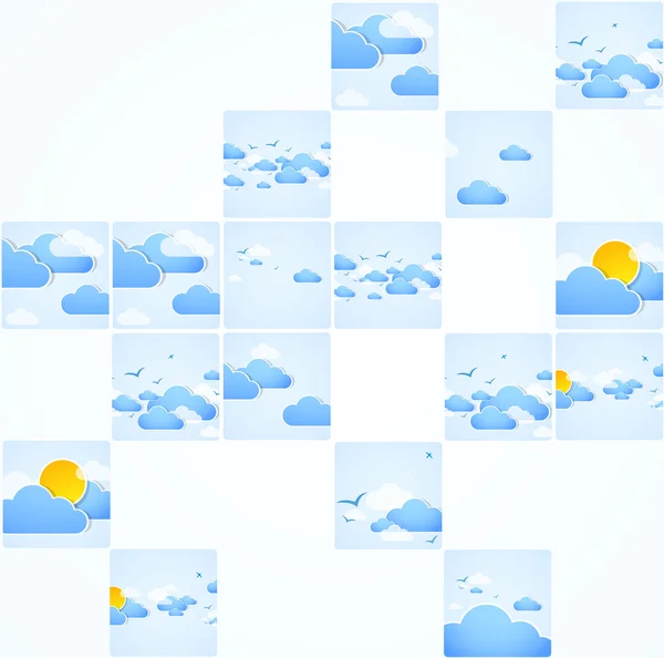 Tema mosaico. Bel tempo sfondo. Cielo blu con nuvole. Vec — Vettoriale Stock