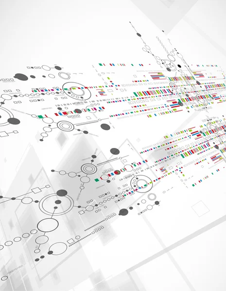 Abstract technologische achtergrond met verschillende technologische elementen — Stockvector