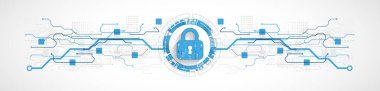Kişisel veri güvenliği siber verileri ya da bilgi gizlilik fikrini gözler önüne serer. Renkli soyut internet teknolojisi.