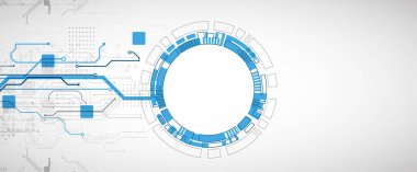 Soyut teknoloji konsepti. Devre kartı, yüksek bilgisayar rengi arkaplan. İçerik, web - şablon, iş teknolojisi sunumu için alanı olan vektör illüstrasyonu.