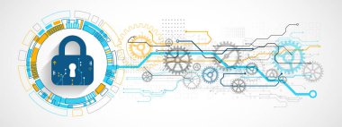 Kişisel veri güvenliği siber verileri ya da bilgi gizlilik fikrini gözler önüne serer. Renkli soyut internet teknolojisi.