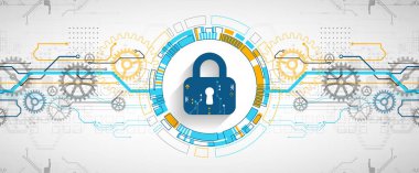 Kişisel veri güvenliği siber verileri ya da bilgi gizlilik fikrini gözler önüne serer. Renkli soyut internet teknolojisi.