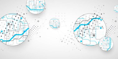 Soyut teknoloji geçmişi. İletişim konsepti, fütüristik dijital yenilik sanat arka planı. Vektör illüstrasyonu