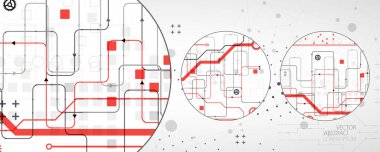 Soyut teknoloji geçmişi. İletişim konsepti, fütüristik dijital yenilik sanat arka planı. Vektör illüstrasyonu