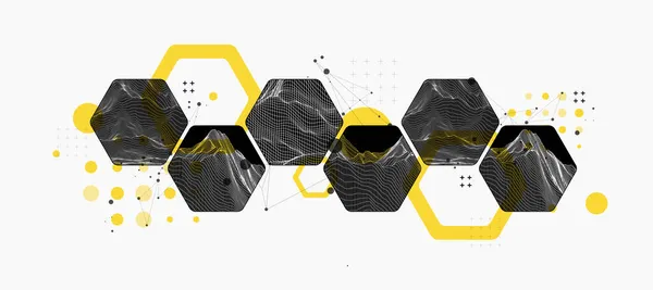 Ciência Moderna Tecnologia Fundo Abstrato Usando Formas Hexagonais Wireframe Ilustração —  Vetores de Stock