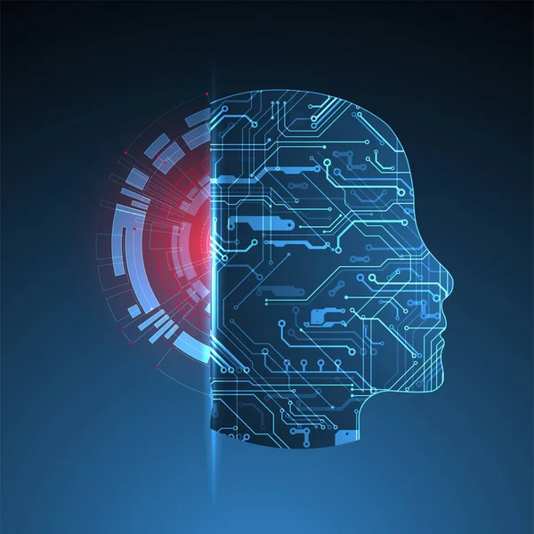 Abstrakter Hintergrund Zum Thema Künstliche Intelligenz Kopfform Mit Technologischen Elementen — Stockvektor