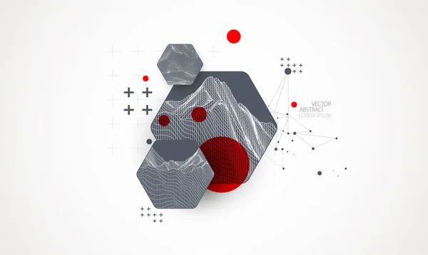 Ciência Moderna Tecnologia Fundo Abstrato Usando Formas Hexagonais Wireframe Ilustração —  Vetores de Stock