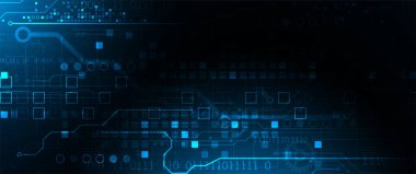 Teknolojik ve bilimsel konularda soyut bir geçmiş. Dijital kod kullanan çeşitli teknik detaylar. Vektör biçimi.