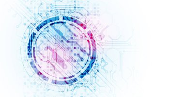 Soyut teknoloji geçmişi. İletişim konsepti, fütüristik dijital yenilik sanat arka planı. Vektör illüstrasyonu