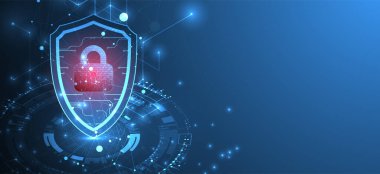 Bilgi koruma ve bilgisayar güvenliği konularında teknolojik soyut arka plan.