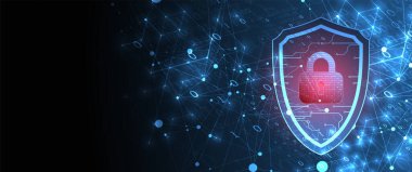 Bilgi koruma ve bilgisayar güvenliği konularında teknolojik soyut arka plan.