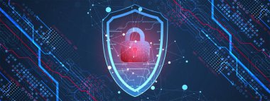 Bilgi koruma ve bilgisayar güvenliği konularında teknolojik soyut arka plan.