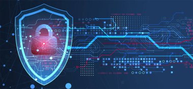 Bilgi koruma ve bilgisayar güvenliği konularında teknolojik soyut arka plan.