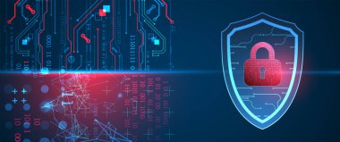 Bilgi koruma ve bilgisayar güvenliği konularında teknolojik soyut arka plan.