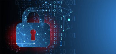 Veri güvenliği siber verileri ya da bilgi gizlilik fikrini resmediyor. Renkli soyut internet teknolojisi.