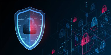 Bilgi koruma ve bilgisayar güvenliği konularında teknolojik soyut arka plan.