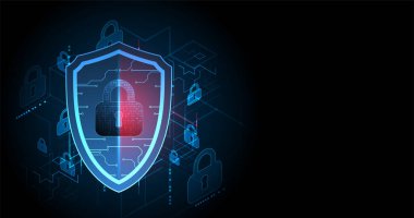 Bilgi koruma ve bilgisayar güvenliği konularında teknolojik soyut arka plan.