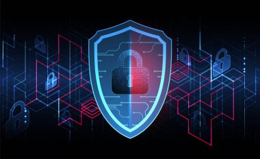 Bilgi koruma ve bilgisayar güvenliği konularında teknolojik soyut arka plan.