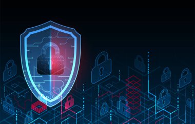 Bilgi koruma ve bilgisayar güvenliği konularında teknolojik soyut arka plan.