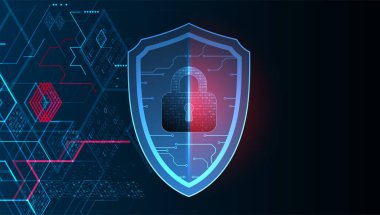 Bilgi koruma ve bilgisayar güvenliği konularında teknolojik soyut arka plan.