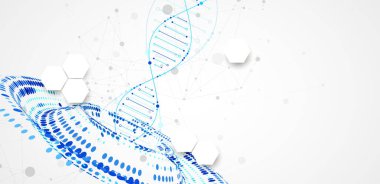 Yarıton temalı Vektör. Noktaları ve çizgileri birleştiren bilim soyut arkaplanı. 