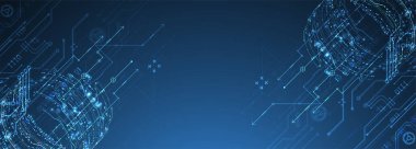 Teknolojik ve bilimsel konularda soyut bir geçmiş. Çeşitli teknik detaylar. Vektör.