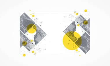 Modern bilim ya da teknoloji elementlerinin karesi. Moda soyut arka plan. Yüzey çizimi. Vektör.