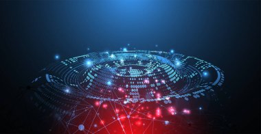 Yarıton temalı Vektör. Noktaları ve çizgileri birleştiren bilim soyut arkaplanı