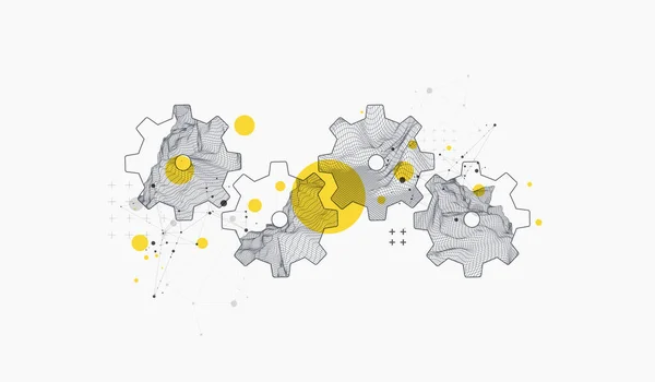 Science Technologie Moderne Fond Abstrait Utilisant Roue Dentée Hexagonale Illustration — Image vectorielle