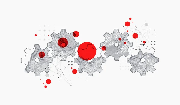 Fondo Abstracto Ciencia Tecnología Moderna Usando Rueda Dentada Hexagonal Ilustración — Vector de stock