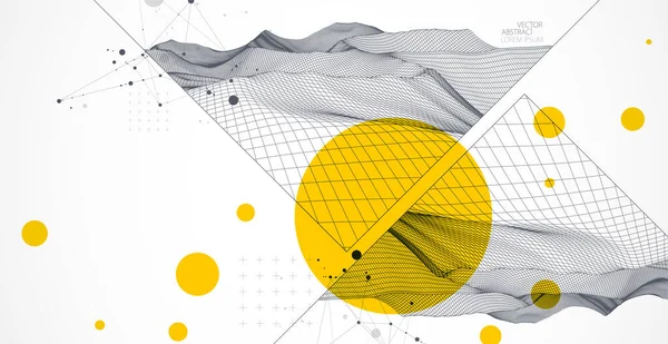 Resumo Base Científica Tecnológica Imagem Uma Parte Paisagem Wireframe —  Vetores de Stock