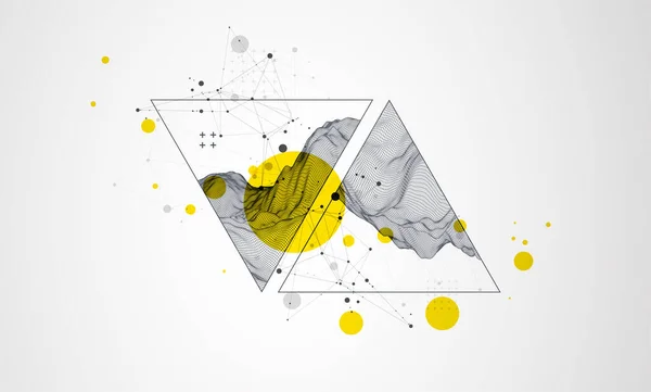Науково Технічне Зображення Гір Абстрактний Фон Поверхні Кадру Всередині Трикутника — стоковий вектор