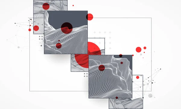 Éléments Scientifiques Technologiques Modernes Carré Fond Abstrait Mode Illustration Surface — Image vectorielle