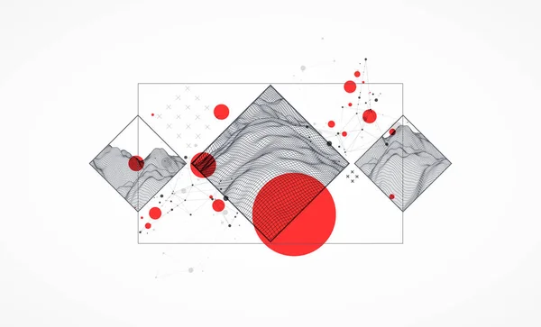 Éléments Scientifiques Technologiques Modernes Carré Fond Abstrait Mode Illustration Surface — Image vectorielle