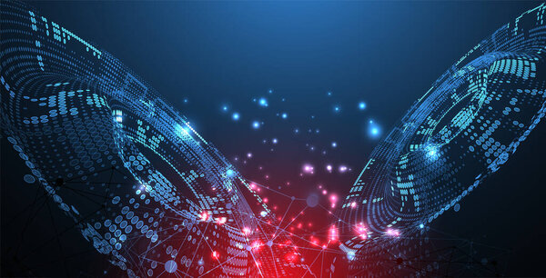 Вектор полутонов. Наука абстрактный фон с соединением точек и линий