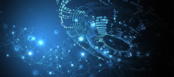 Yarıton temalı Vektör. Noktaları ve çizgileri birleştiren bilim soyut arkaplanı