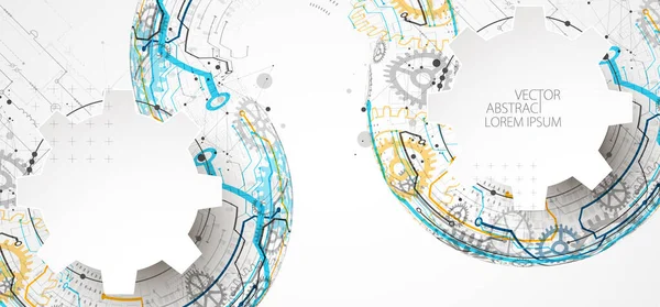 Abstract Technologie Concept Circuit Board Hoge Computer Kleur Achtergrond Vector — Stockvector