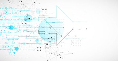 Soyut teknoloji konsepti. Devre kartı, yüksek bilgisayar rengi arkaplan. İçerik, web - şablon, iş teknolojisi sunumu için alanı olan vektör illüstrasyonu.