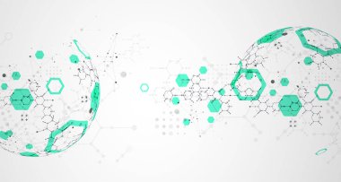 Modern bilim ya da teknolojinin soyut arka planı altıgen şekiller kullanıyor. Vektör.