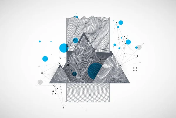 Image Scientifique Technique Des Montagnes Fond Surface Abstrait Fil Métallique — Image vectorielle
