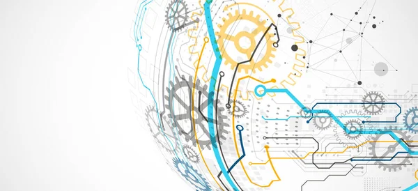 Abstrakter Farbvektorhintergrund Einem Technologischen Thema Wird Mit Vielen Verschiedenen Technischen — Stockvektor