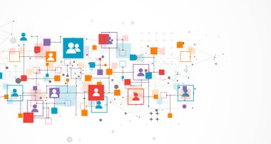 Social media vector background. Communication concept.