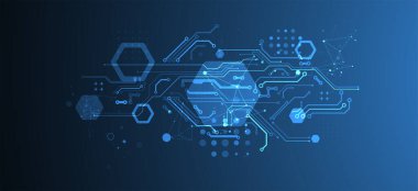 bstract technology concept. Circuit board, high computer color background. Vector illustration with space for content, web - template, business tech presentation.