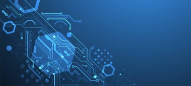 bstract technology concept. Circuit board, high computer color background. Vector illustration with space for content, web - template, business tech presentation.