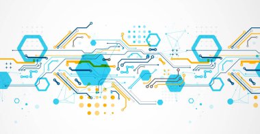 bstract technology concept. Circuit board, high computer color background. Vector illustration with space for content, web - template, business tech presentation.