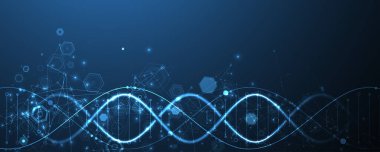 Parlayan neon DNA zinciri. Biyoteknoloji, biyokimya, bilim, tıp konsepti. Genetik engenetikleme şablonu.