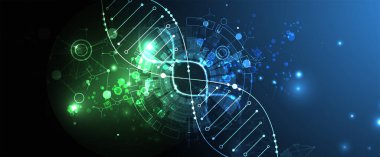 DNA moleküllü bilim şablonu, duvar kağıdı veya afiş.