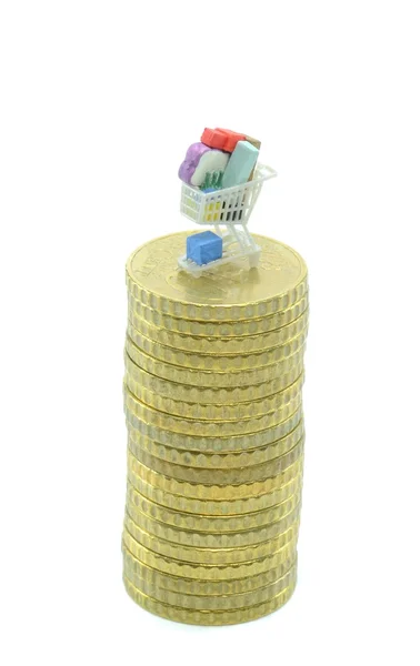 Shopping cart on money — Stock Photo, Image