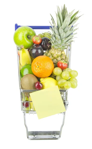 Carro de compras y fruta — Foto de Stock