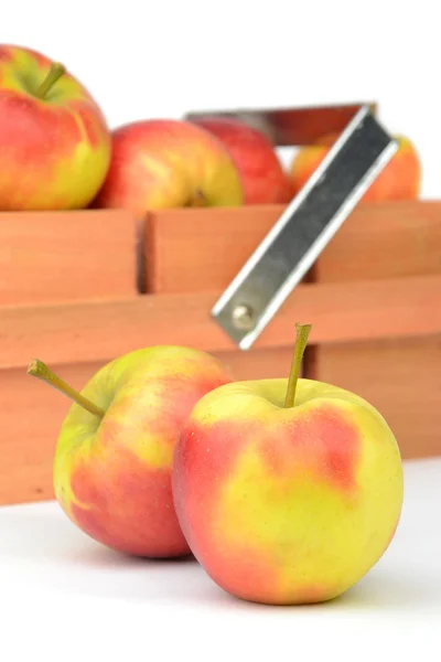 Manzanas en una caja — Foto de Stock